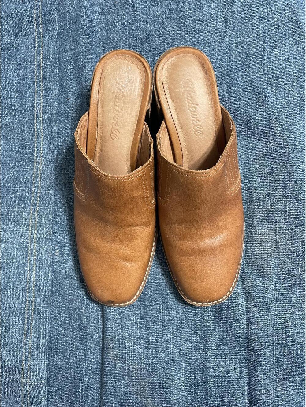Madewell Mules Women's Size 6  Caramel Brown leather Preppy Casual